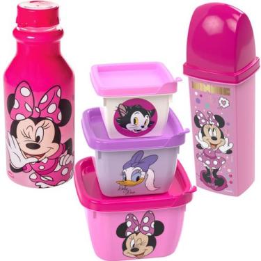 Imagem de Kit Minnie Porta Lanche Infantil Escolar C/ Porta Escova - Plasútil