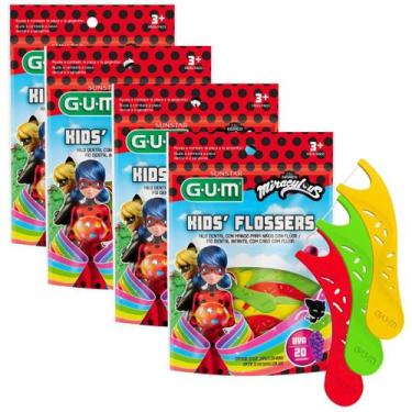 Imagem de Fio Dental C/ Cabo Kids Flossers Uva Miraculous Gum C/80