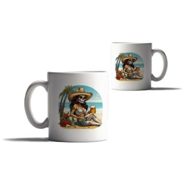 Imagem de Caneca Personalizada Presente Caveira Mexicana Katrina Praia - Enjoy S