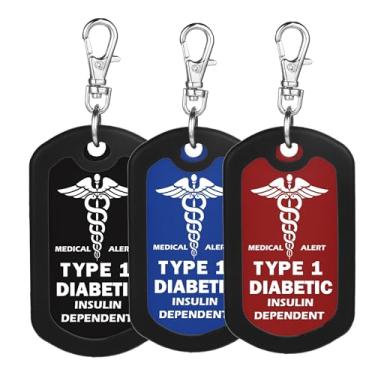 Imagem de Etiqueta para diabéticos tipo 1 dependente de insulina 3 peças etiqueta de alerta médico com zíper (Mix)-3X