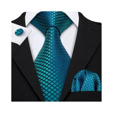 Imagem de Conjunto de Gravata e Abutões Masculinos - Verde Menta, Cerceta, Oliva