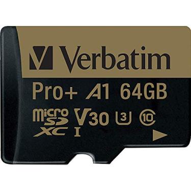 Imagem de Verbatim Cartão de memória 64GB Pro Plus 666X microSDXC com adaptador, UHS-I V30 U3 Classe 10 com classificação A1, preto