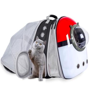 Imagem de LAIRIES mochila dupla expansível para gatos com extensão frontal e traseira para animais de estimação, cabe até 20 libras, mochila para cães com cápsula de bolha, mochila para viagens, camin