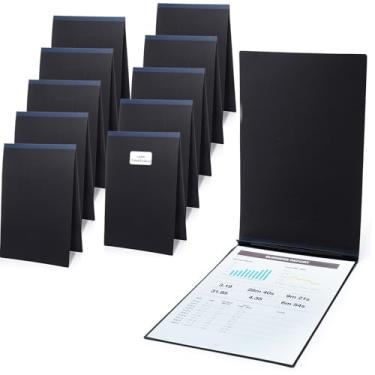 Imagem de Fullhawl 10 peças 28 x 43 cm capa de relatório de prancheta vertical, pasta de apresentação de 7 cm de capacidade com pino de metal para negócios, apresentações, contrato, proposta (preto)