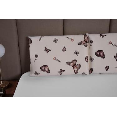 Imagem de Jogo de Lençol SOLTEIRO 2 Peças 100% Algodão 200 Fios Lençol Com Elastico Lencol e Fronha ESTAMPADO CAMA BOX E COMUM (SOLTEIRO 2 PEÇAS, BORBOLETA)