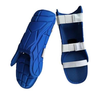 Imagem de Colaxi Protetores de perna de massa de beisebol ajustável adolescente versátil equipamento de treinamento esportivo caneleiras de proteção leve, Azul