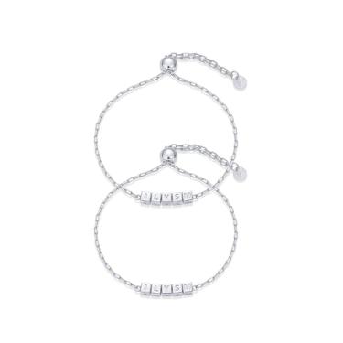 Imagem de PAVOI Pulseiras Femininas Combinando Amizade Banhado a Ouro 14K | Conjunto de Pulseiras de Melhores Amigos de Ouro | Pacote de Pulseiras BFF ILYSM, 10 Inches, Ouro branco, Sem Pedra Preciosa