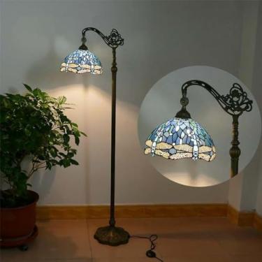 Imagem de Lâmpada de assoalho LED retrô americano Criatividade luxuosa europeia Sala de estar Quarto de estudo Villa Hotel Vidro colorido Lâmpada de assoalho de leitura (Estilo 5)