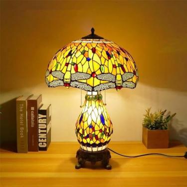 Imagem de American RetroTable Lâmpada Europeia Luxuosa Sala de Estar Quarto Estudo Villa Hotel Lâmpada De Mesa De Vidro De Cor LED (Estilo 23)