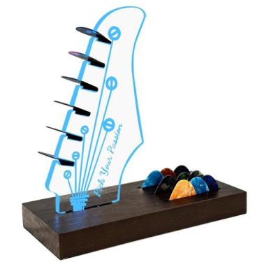 Imagem de Suporte de Palhetas de Guitarra NZNDB Iluminado em Madeira