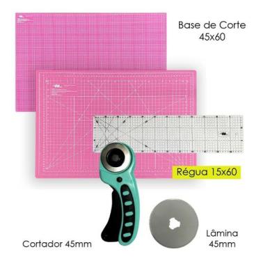 Imagem de Kit Base De Corte A2 Apoio de Mesa 60x45 Régua de Acrilico 15x60 Corta