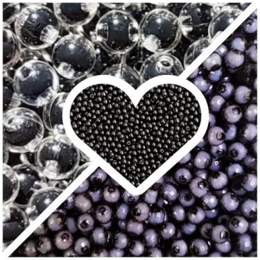 Imagem de Kit Trio Pérolas 6mm E 8mm com 300 pçs + Fio Silicone Miçanga Missanga Pulseira Colar Artesanato (Preto)