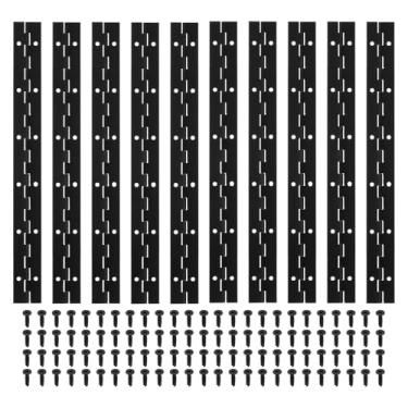 Imagem de PATIKIL Dobradiça de piano de 30 x 3 cm, pacote com 10 dobradiças contínuas de aço inoxidável 304 com furos para porta de portão de piano, caixa de armazenamento de madeira, barco de armário, preto