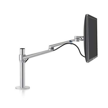 Imagem de Suporte de mesa para monitor de computador de braço único para monitor de até 32 polegadas, suporte de montagem de TV para monitor ajustável de altura 360 giratório (branco)