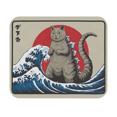 Imagem de Mouse pad engraçado gato amaldiçoado gato antiderrapante para jogos PC Catzilla Meme mousepad base de borracha para escritório casa presente amante gatos presente amaldiçoado animais de estimação