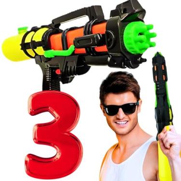 Imagem de Kit Brinquedos arminha de água 3 pistola d'agua grande praia piscina verão lançador lança água water gun presente dia das crianças menino menina 3 anos natal aniversário