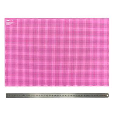 Imagem de Base Placa De Corte A2 Apoio de Mesa 60x45cm + Régua de Metal 60cm Scr