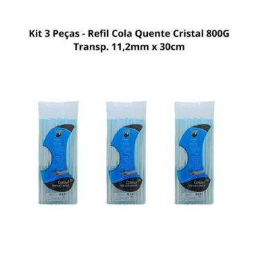 Imagem de Kit c/3 unid. Bastão Cola Quente Cristal 11,2mmX30cm - 800g - Rendicol
