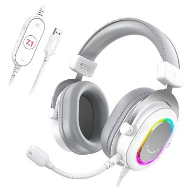 Imagem de Fone Headset Gamer Fifine Surround Sound 7.1 Usb Led Rgb Pc H6 Branco Luuk Young