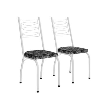 Imagem de Conjunto com 2 Cadeiras Ludi Estampado Mosaico Cinza e Branco