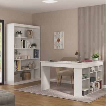 Imagem de Kit 2 Peças com Escrivaninha em L e Estante para Livros Andorra Espresso Móveis