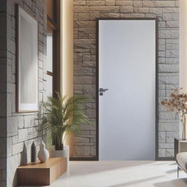 Imagem de Kit Porta de Madeira Lisa Primer 210x92cm Batente 15cm Uniportas