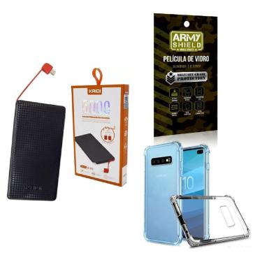 Imagem de Kit Power Bank 5.000Mah + Capa Samsung S10Plus + Película 3D