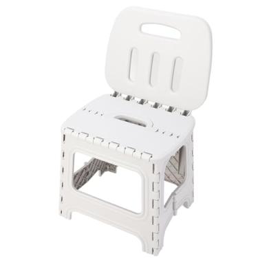Imagem de Banquinho dobrável, banquinho dobrável de plástico leve com alça, banquinho infantil antiderrapante que suporta até 136 kg, banquinho infantil portátil com alça para (Grande)