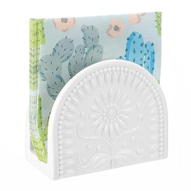 Imagem de Sizikato Porta-guardanapos de mesa de porcelana em relevo de girassol para cozinha, restaurante, decoração de casa, 15 cm