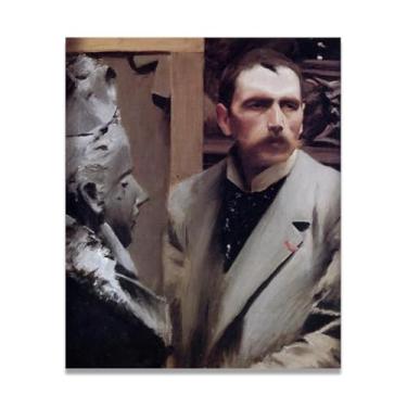 Imagem de LKXGRRSFG Impressões em tela de autorretrato Anders Zorn - Arte de obra-prima sueca, decoração de parede serenidade de verão e coleção de galeria doméstica 30 x 36 cm