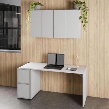 Imagem de Mesa Escrivaninha 150cm e 2 Armários Aéreos 4 Portas F5 - F5 Office G,