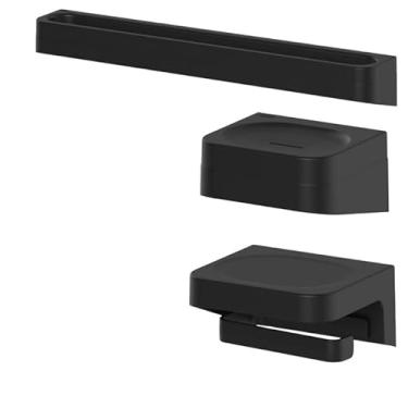 Imagem de Kit Para Banheiro Saboneteira +Porta Papel Higiênico+ Suporte Toalheiro de Parede Instalação Adesiva Ultra Click Sem Furo Linha Eleve - Ou (Preto)