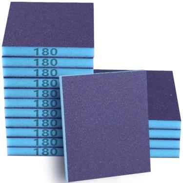Imagem de Necosthua Pacote com 16 esponjas de lixa de 180 grãos, bloco de lixa fina, lavável e reutilizável, bloco de lixa seco molhado, esponja de lixa para móveis de madeira, metal, tinta e drywall