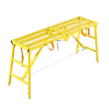 Imagem de WYUYIWH Plataforma de andaime dobrável portátil, equipamento de banco de trabalho de andaime ajustável de metal, banco de escada resistente, para decoração de casa interna, lavagem de carro, paredes