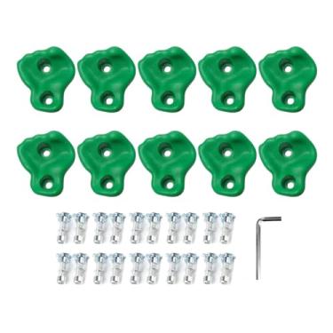 Imagem de TeamSky Suportes de escalada, 10 peças de plástico confortáveis pedras de escalada pedras de parede com almofada de parafuso e porca para quadros de escalada internos ao ar livre parquinho infantil