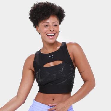 Imagem de Cropped Puma Run Ultraform Aop Crop Tank Feminino, Preto, EGG