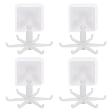 Imagem de Baluue 4 Ganchos Dobráveis ​​Giratórios 360 Suporte De Utensílios De Parede Multiuso Para Pendurar Cabide De Utensílios De Cozinha Com 6 Ganchos Para Armário De Cozinha E Banheiro Toalha