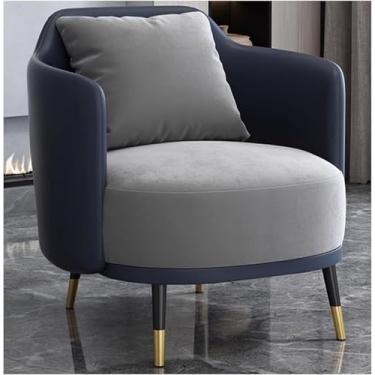 Imagem de Cadeira De Acento De Veludo Texturizado Moderna, Cadeira De Acento De Couro Pu De Meados Do Século Sofá Cadeira Com Acolchoado Macio E Encosto Alto Para Sala De Estar/quarto/escri, Grey