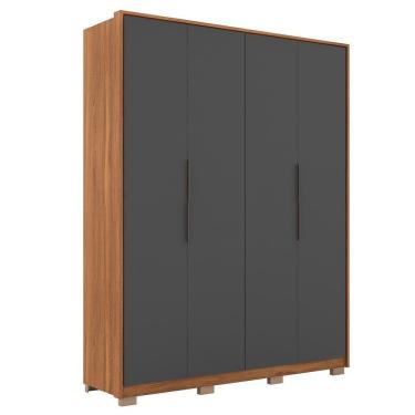 Imagem de Guarda Roupa Casal Com Pés 4 Portas 3 Gavetas Attore D02 Amendola-grafito - Mpozenato