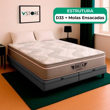 Imagem de Cama Box Baú Queen e Colchão Ibiza Molas Ensacadas V-Store