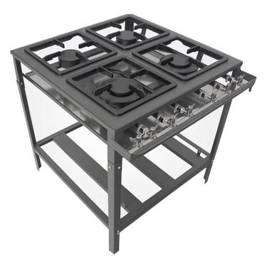 Imagem de Fogão 4 Bocas 2 Duplas Metal Brey Gás Baixa Pressão Fe-604 2d