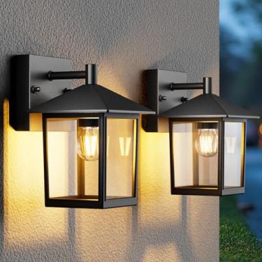 Imagem de zemty Luminárias De Parede Para Áreas Externas, Preto Fosco, Varanda Externa Com Soquete E26, Luminária Arandela À Prova D'Água Casa, Porta, Garagem, Pacote 2 (Lâmpadas Não Incluídas)