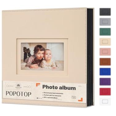 Imagem de popotop Álbum De Fotos 4X6 Com 500 Bolsos E Capa Dura Couro, Livro Grande 50 Páginas Para Família, Viagens, Casamento, Presentes Bebês