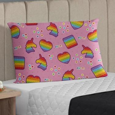 Imagem de Fronha 70 X 50 Avulsa Capa Para Travesseiro Pop It Unicórnio - Mercado
