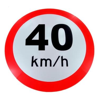 Imagem de Placa de Sinalização, Velocidade, Condomínio, 40km/h, Refletiva, 50cm, em ACM 3mm (alumínio composto)