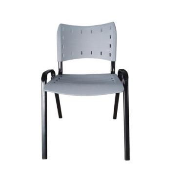 Imagem de Cadeira Iso Para Escola Escritório Comércio Cinza Base Preta - EcomHom