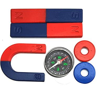 Imagem de EUDAX Kit de ímãs de ciência de física para ferramentas de experimentos de ciência da educação, barra/anel/ferradura e bússola