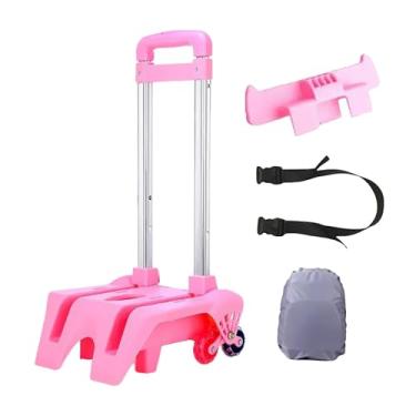 Imagem de shamjina Carrinho de mochila com rodas Economize trabalho Carrinho de bagagem leve de mão com rodas para mover livros, mochilas e caixas, Rosa em Relevo