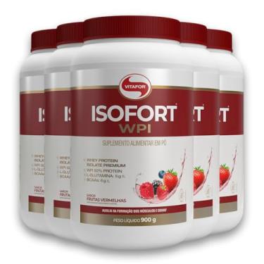 Imagem de Kit 5 Isofort Vitafor Whey Protein 900g Frutas Vermelhas