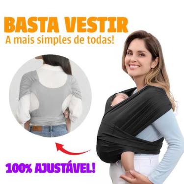 Imagem de Sling de Vestir Pre Pronto Bebe Canguru Carrega Bebe Confortável - Var